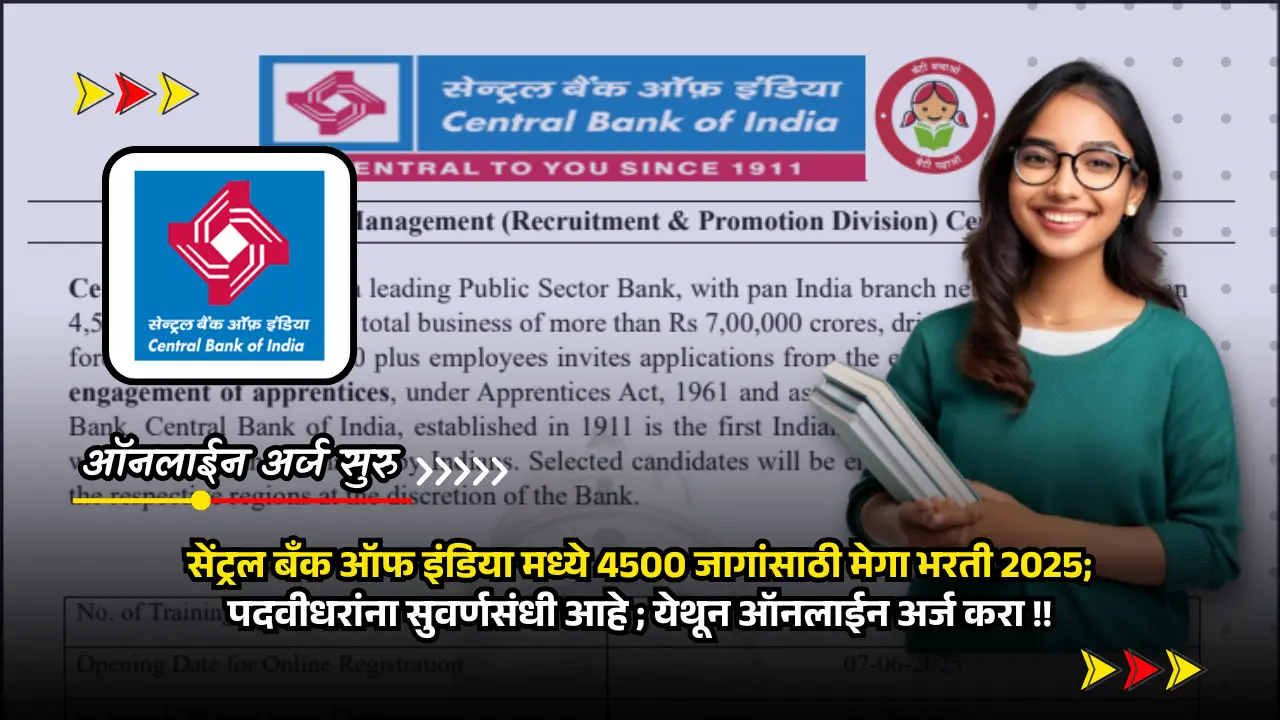 Central Bank of India Apprentice bharti 2025